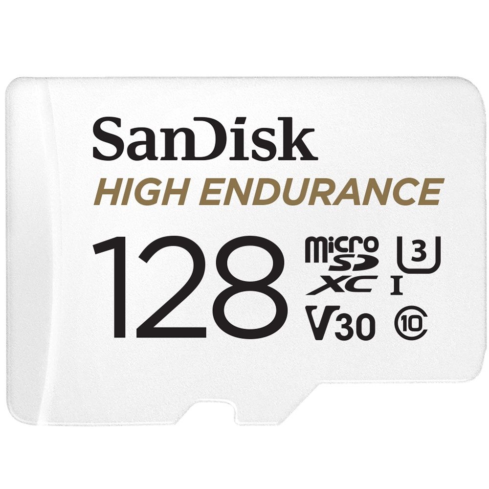 SanDisk - Tarjeta de memoria microSDXC High Endurance 128 GB para cámaras de seguridad y dashcams, V30 U3 Clase 10, lectura 100 MB/s, escritura 40 MB/s