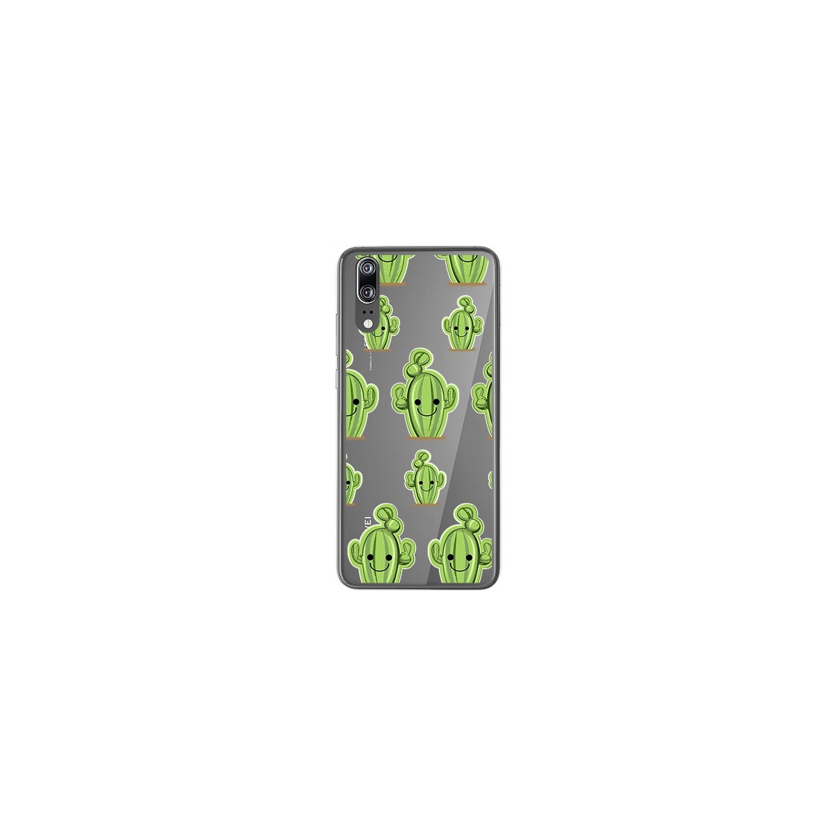 Tumundosmartphone Funda Gel Transparente para Huawei P20 Diseño Cactus Dibujos