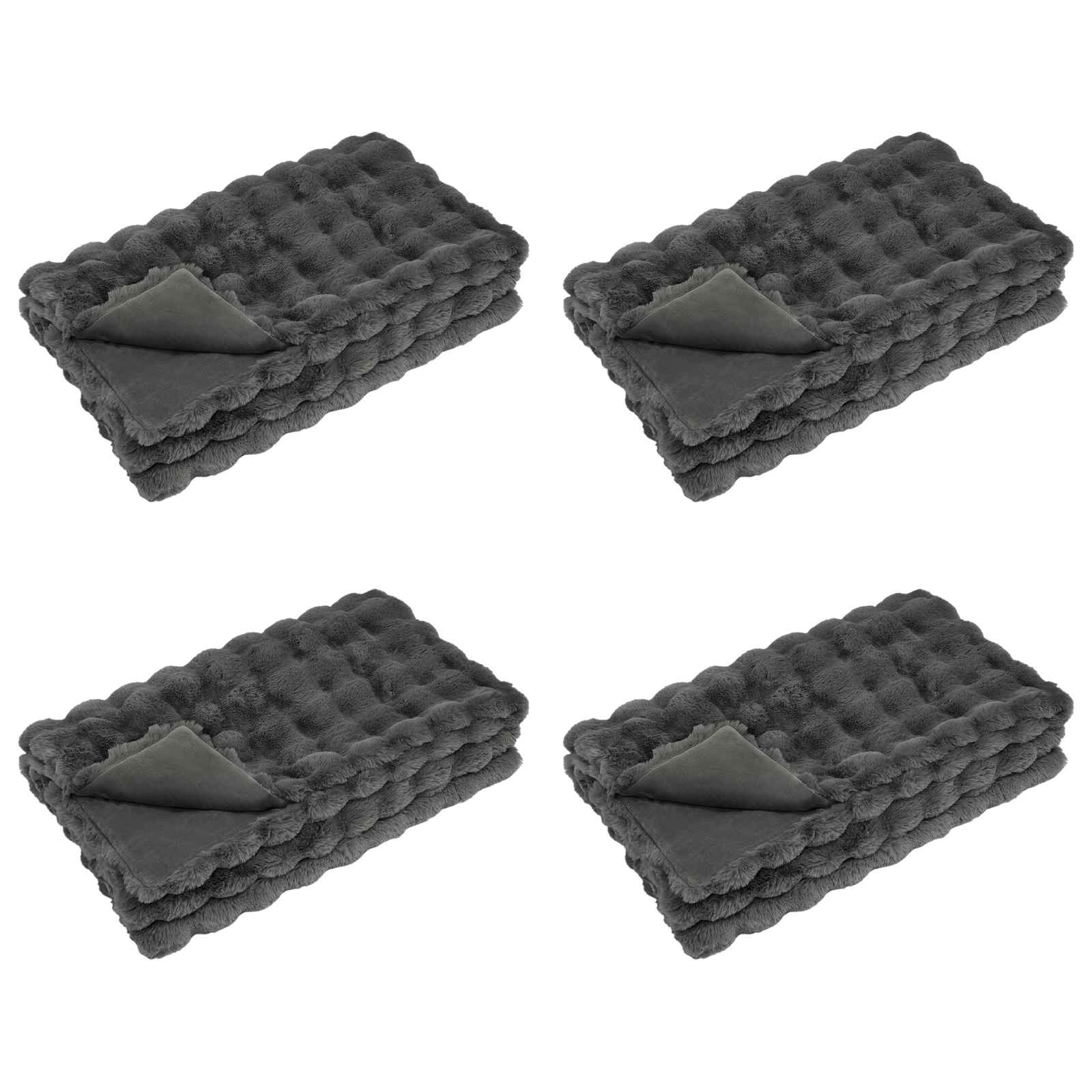 vidaXL Manta de de conejo sintético antideslizante Olite 4 pcs