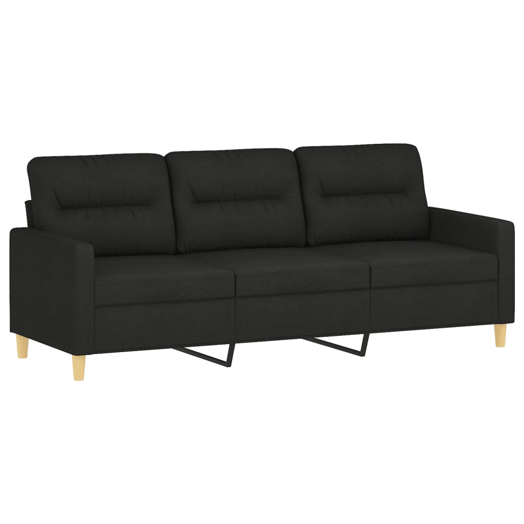 vidaXL Sofá de 3 plazas de tela negro 180 cm
