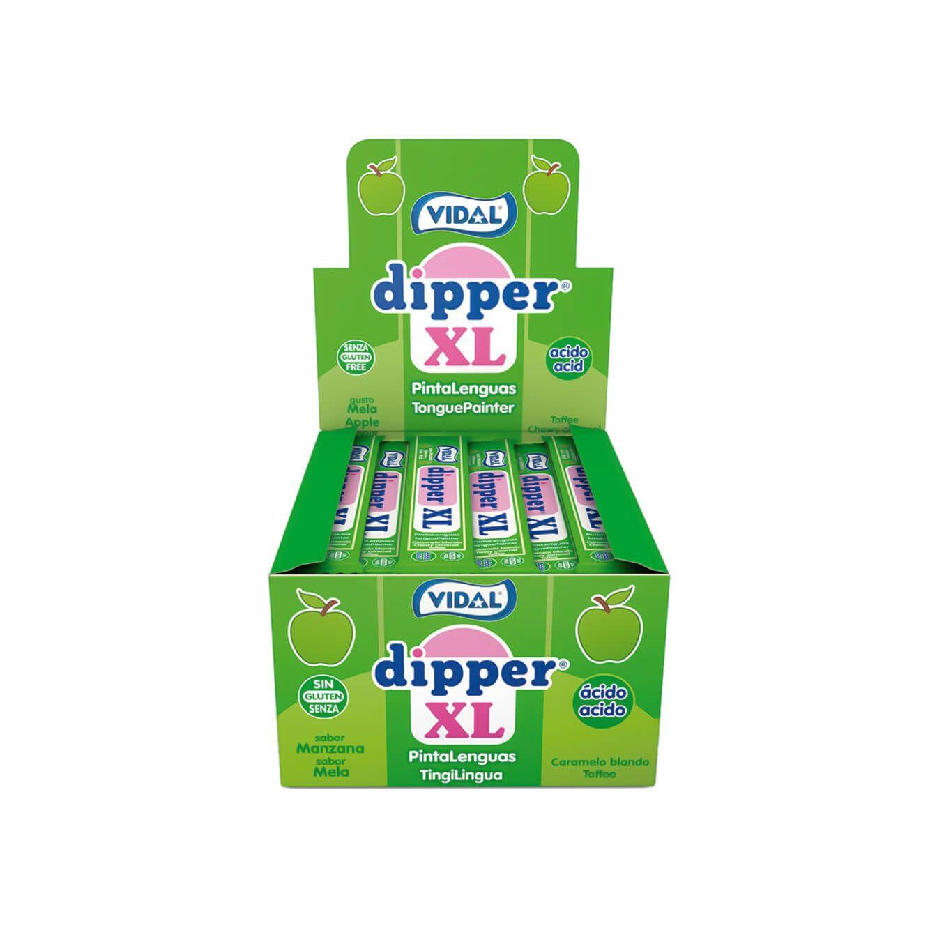 Vidal Caramelo Blando Dipper XL Manzana Estuche 1 Kg Sin Gluten y Apto para Veganos - Pinta la Lengua de Verde