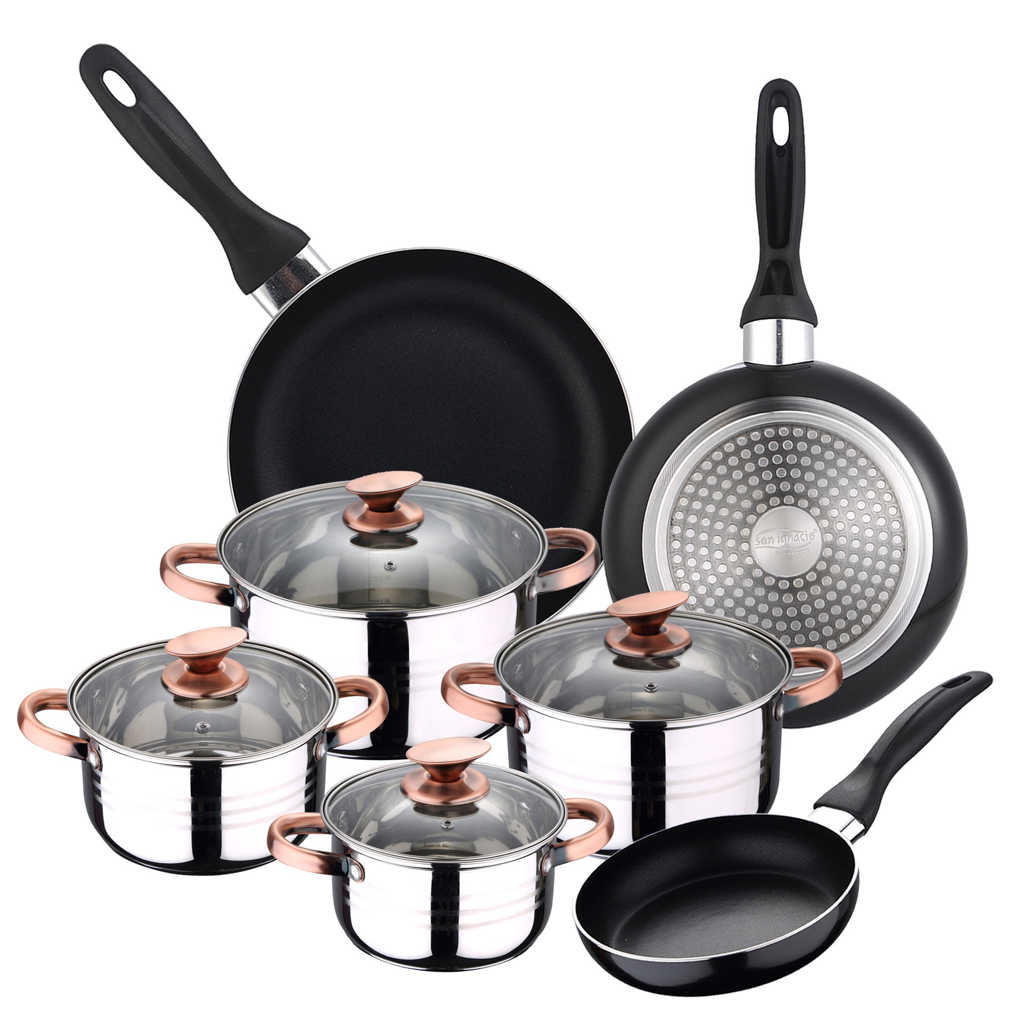 Set de Olla a presión 5 L SIP DUNA + Batería cocina 8 piezas SIP + Set 3 sartenes 16/20/24