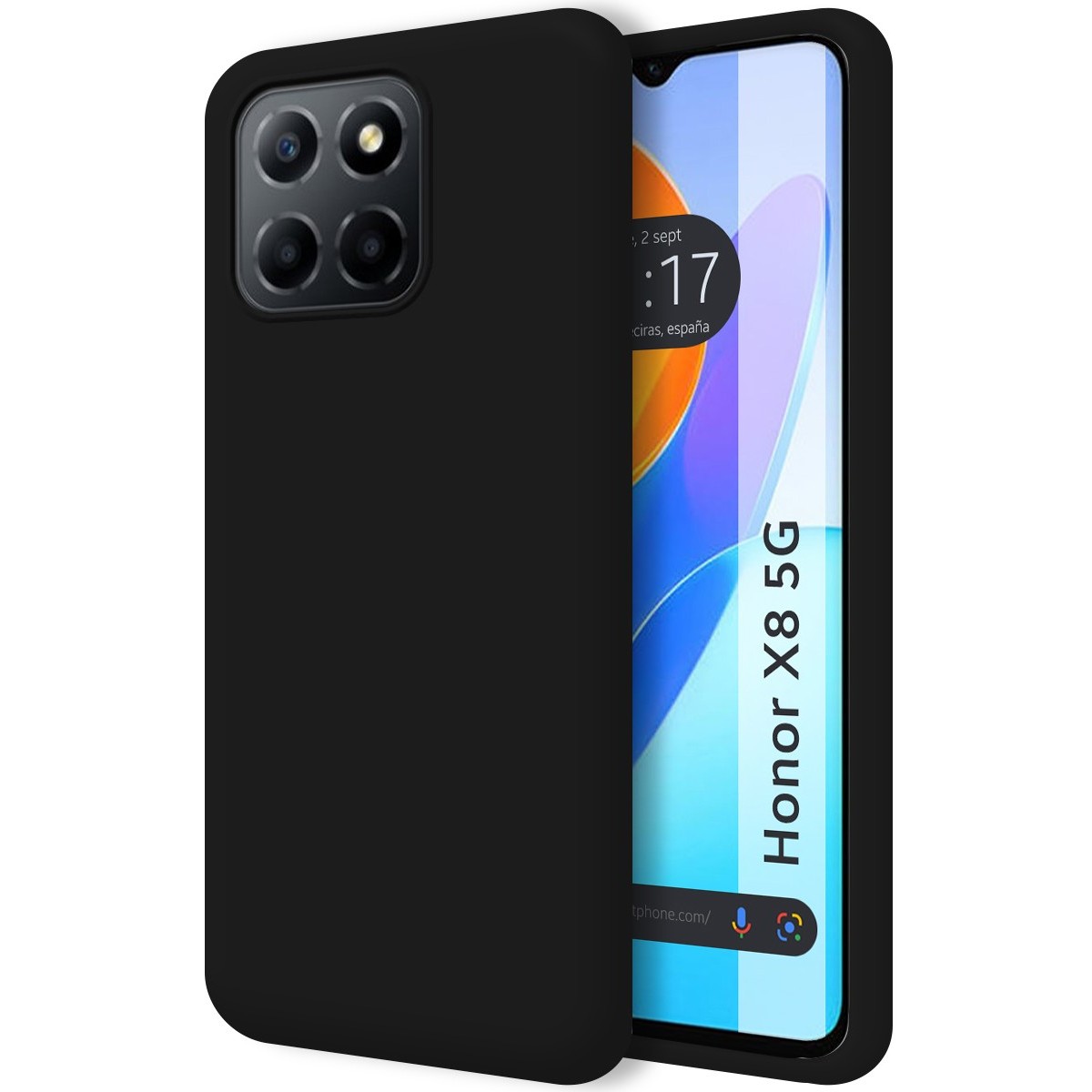 Tumundosmartphone Funda Silicona Líquida Doble Capa Protectora Ultra Suave para Huawei Honor X8 5G Negra