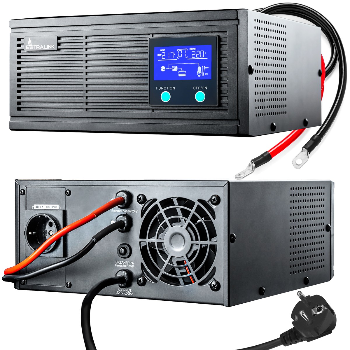 Extralink piorun 2000va/1600w | inversor de energía | onda sinusoidal pura, voltaje de la batería 24 vdc