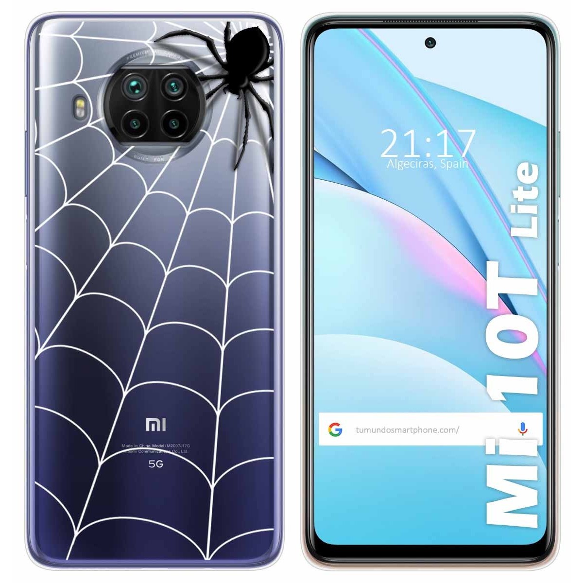 Tumundosmartphone Funda Gel Transparente para Xiaomi Mi 10T Lite diseño Araña Dibujos