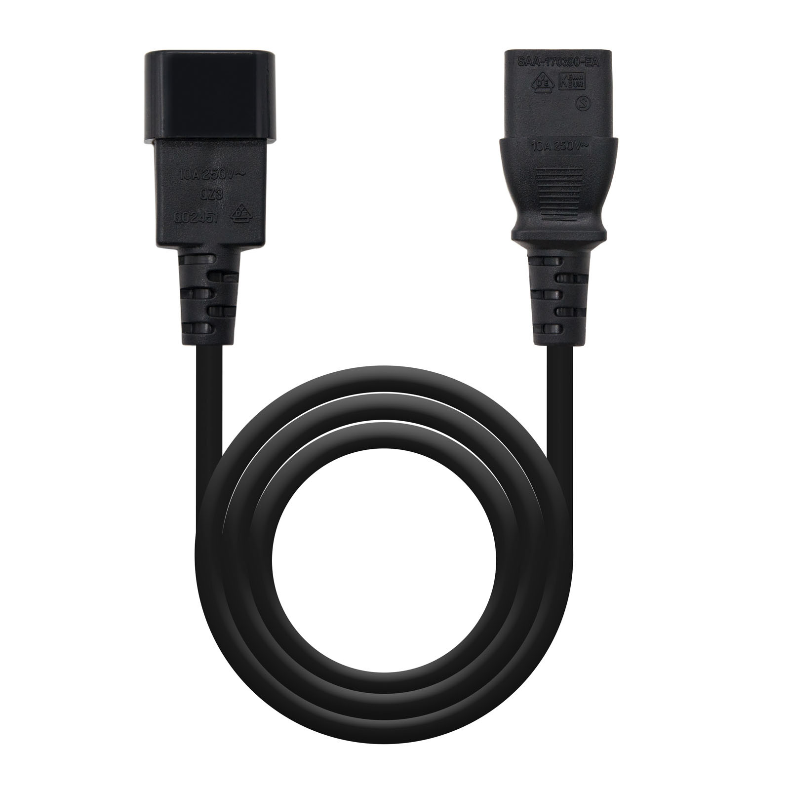 Cable de Alimentación Nanocable C13 Hembra a C14 Macho 3m Negro AWG18