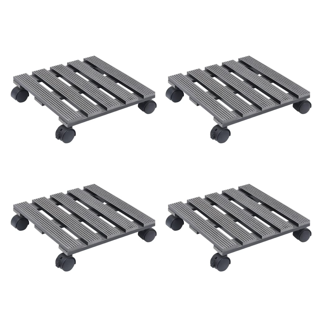 vidaXL 4x Soportes con Ruedas para Plantas WPC Cajón Macetas Transporte Color Gris,  Marrón, y mas