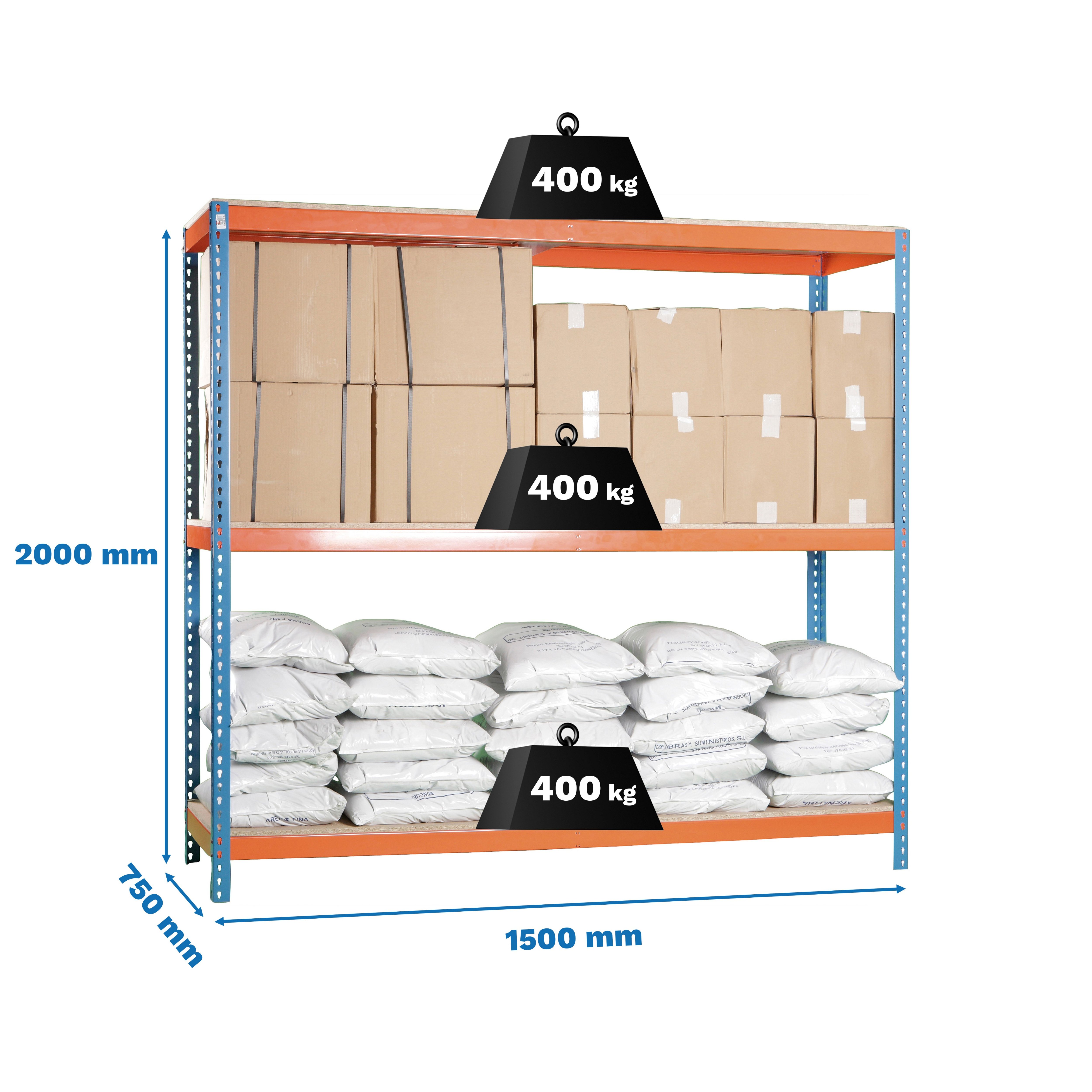 Estantería SIMONRACK Ecoforte 1507-3 chipboard azul/naranja/madera
