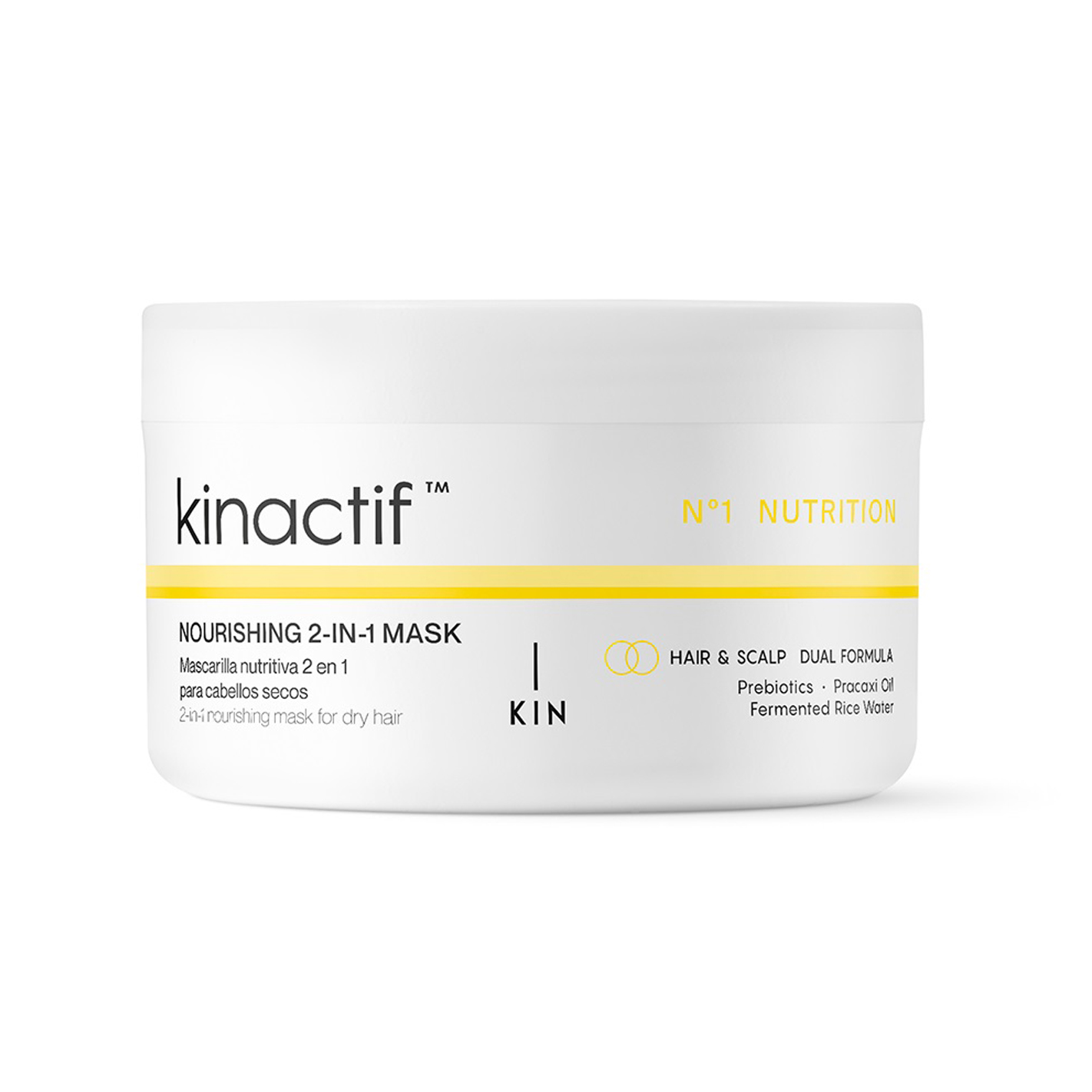 Kin - Kin Kinactif Nº1 Nutrition Nourishing 2-IN-1 Mask 200 Ml. Mascarilla nutritiva 2 en 1 para cabellos secos.