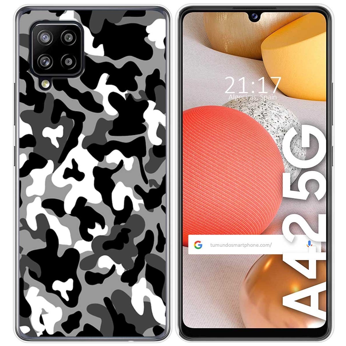 Tumundosmartphone Funda Gel Tpu para Samsung Galaxy A42 5G diseño Snow Camuflaje Dibujos