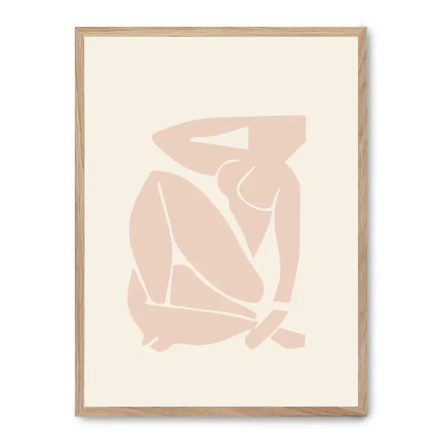 Cuadro woman form iii 30x40cm, Póster impreso en papel de primera calidad de 180gr, montado sobre marco de madera MDF acabado roble., Arte - Pinturas