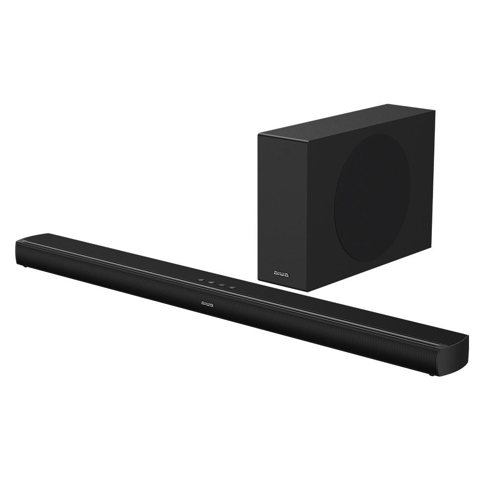 AIWA HE-1200SW Barra de Sonido con Subwoofer, 2.1 canales,120W, AUX, Bluetooth, Control Remoto