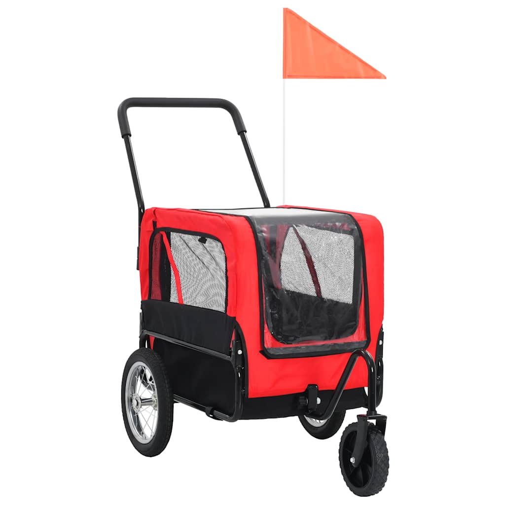 vidaXL Remolque Bicicleta Perros Bandera Carrito Transporte Mascotas Color Gris y azul,  Rojo y negro, y mas