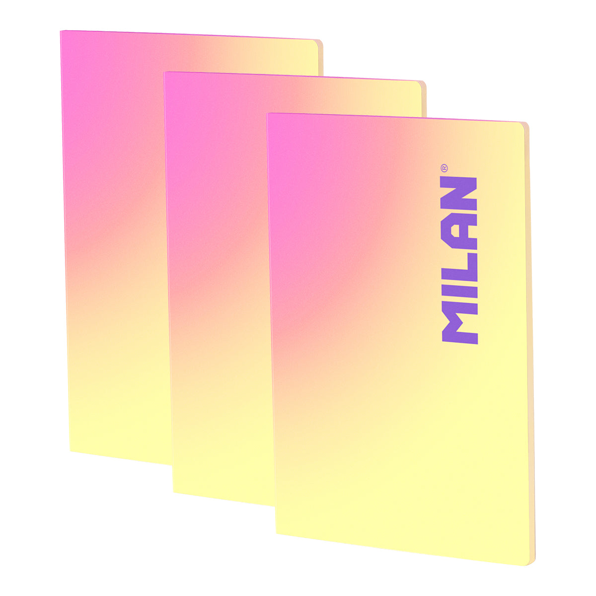 MILAN Sunset - Pack 3 Libretas A4 Encoladas. Papel Pautado 48 Hojas 95gr Amarillo