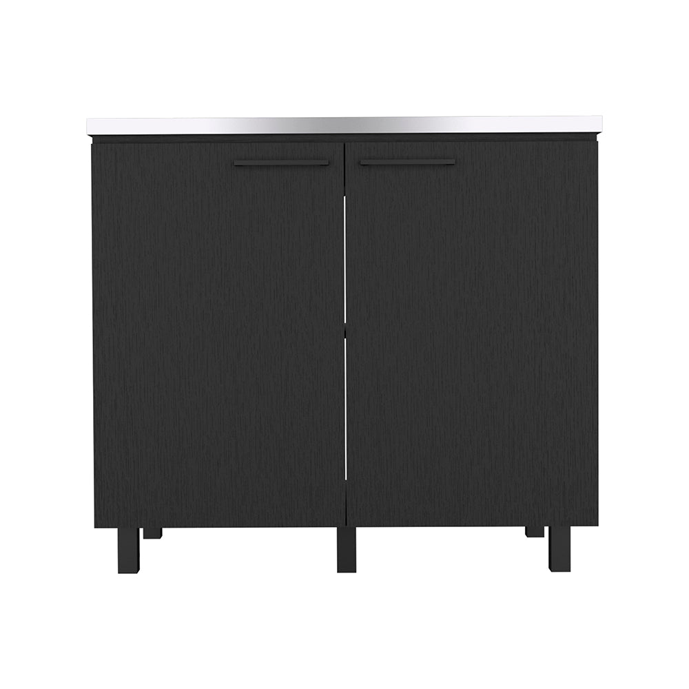 TUHOME Mueble bajo auxiliar Napoles en melamina con encimera de acero inoxidable