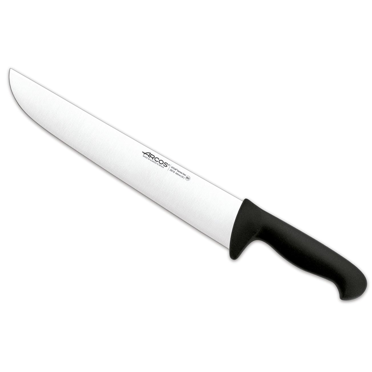 Arcos Cuchillo Carnicero Profesional - Hoja de Acero Inoxidable NITRUM 300 mm - Ideal para Cortar Carne - Mango Ergonómico Polipropileno Negro - Serie 2900
