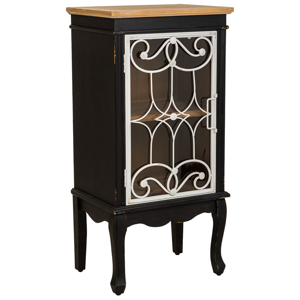 WANDERLUST DECO Vitrina de Madera y Metal Negro 50x36x100.5h Cm - Diseño Moderno | Almacenamiento Excepcional