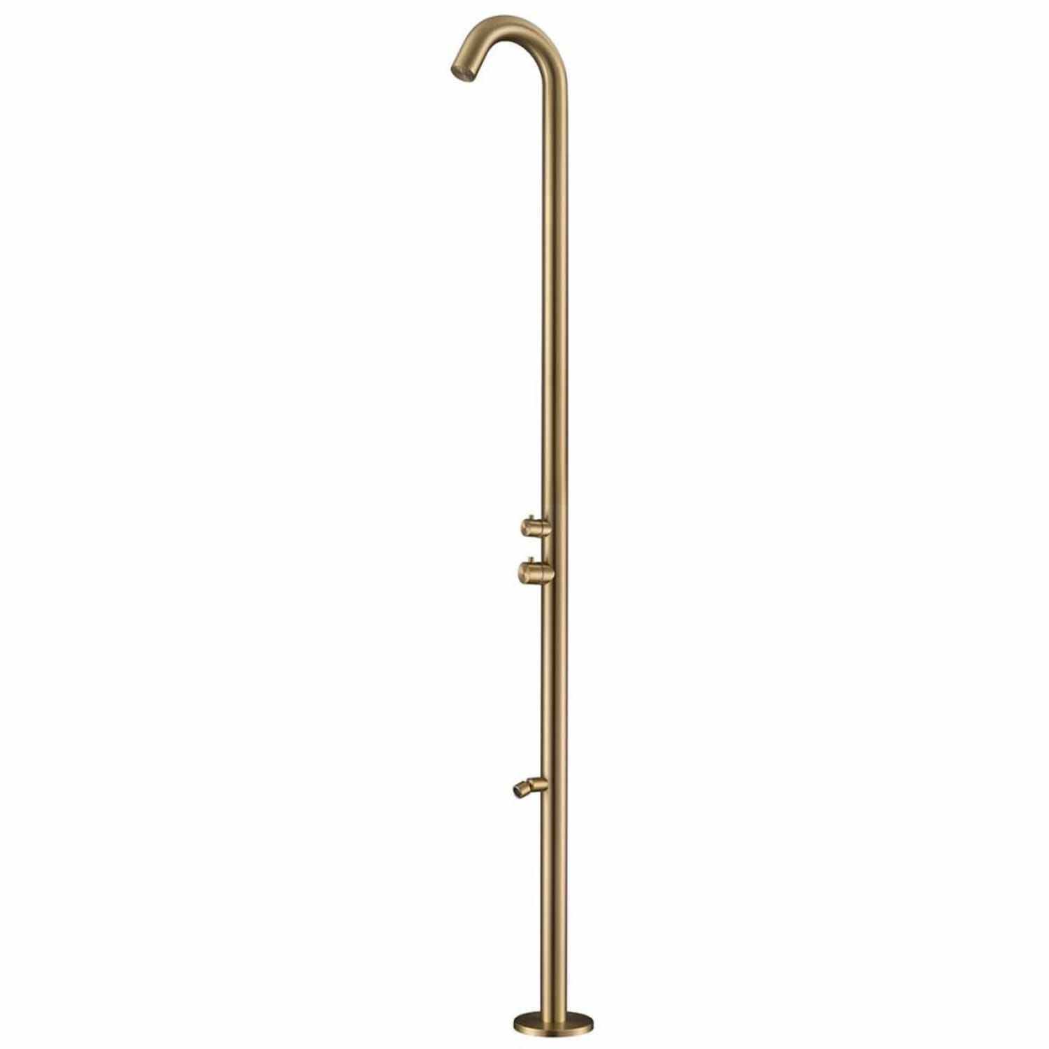 Sined Quartu Acero Inoxidable 316l Ducha Exterior Con Rociador y Lavapies h 2289 Cm Inox Oro Con Ducha Cabezal Desviador y Lavapies