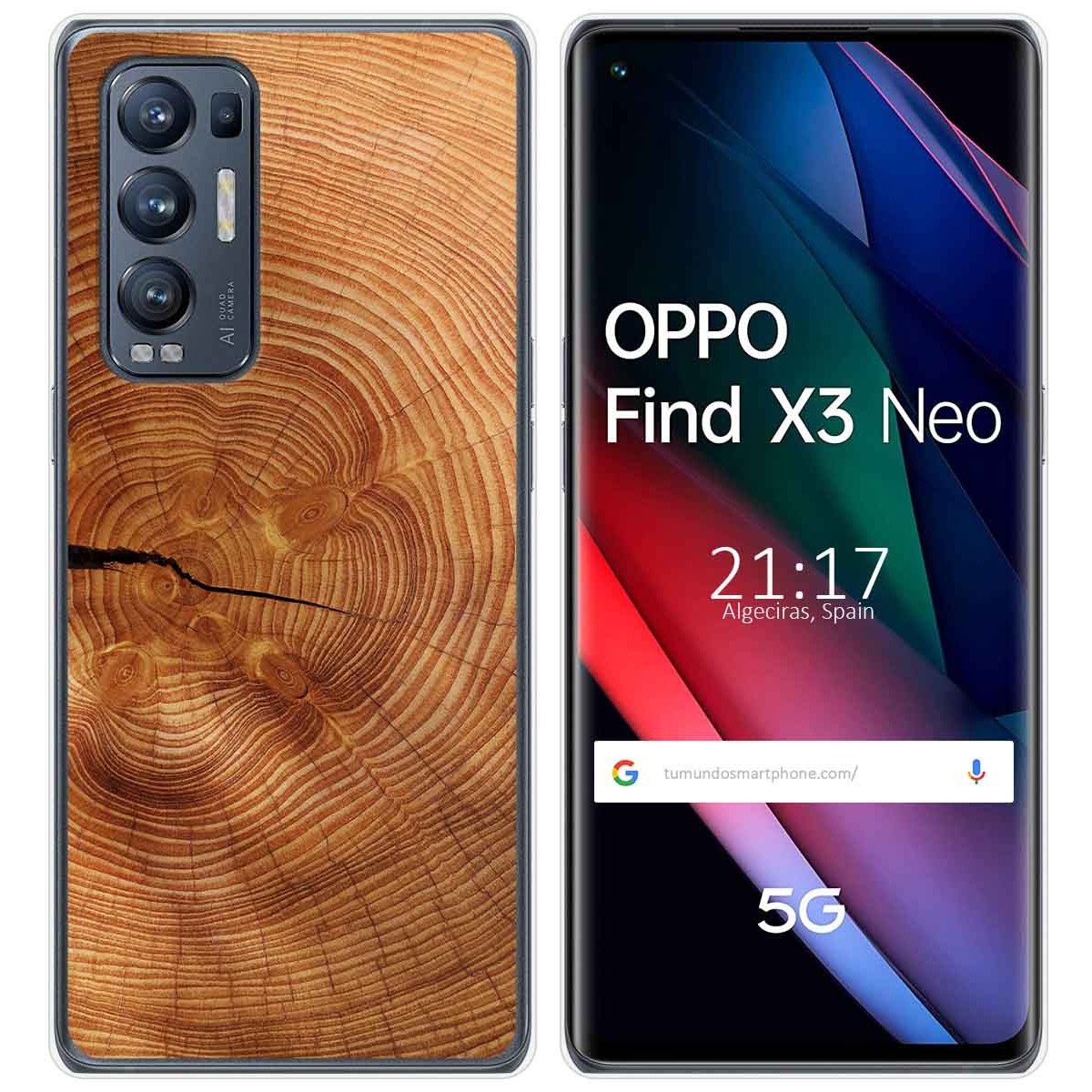 Tumundosmartphone Funda Gel Tpu para Oppo Find X3 Neo 5G diseño Madera 04 Dibujos