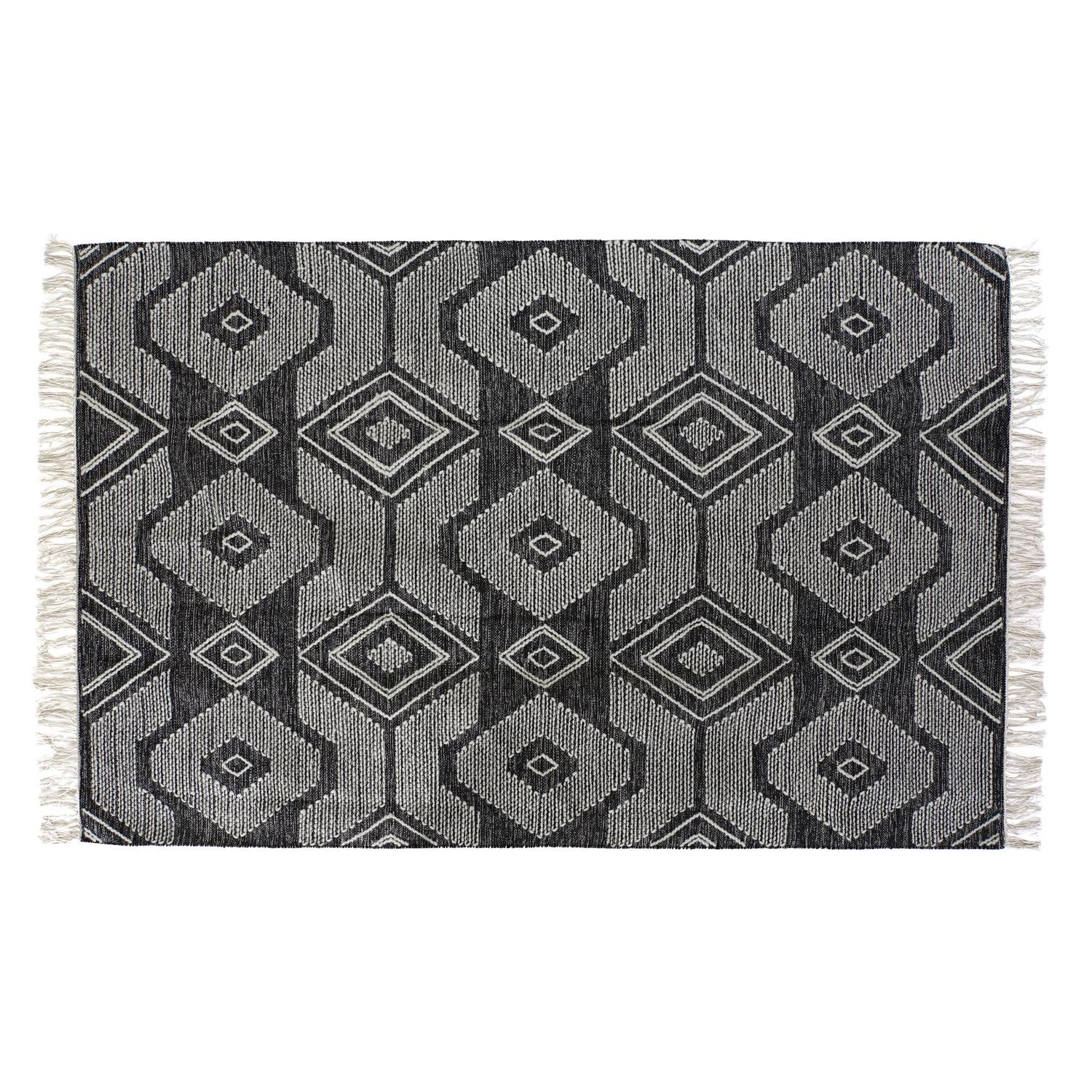 ALFOMBRA ALGODON 160X230X1 1400 GSM FLECOS NEGRO TX184677