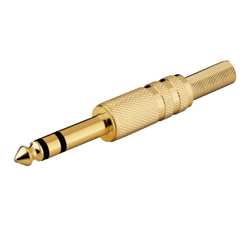 CABLEPELADO Conector Audio Jack 6.35mm Macho Estéreo | para Soldadura DIY | Compatible con micrófono, Mezclador, Auriculares, Instrumentos, Amplificador | Dorado | 6.35 mm Macho | Niquel