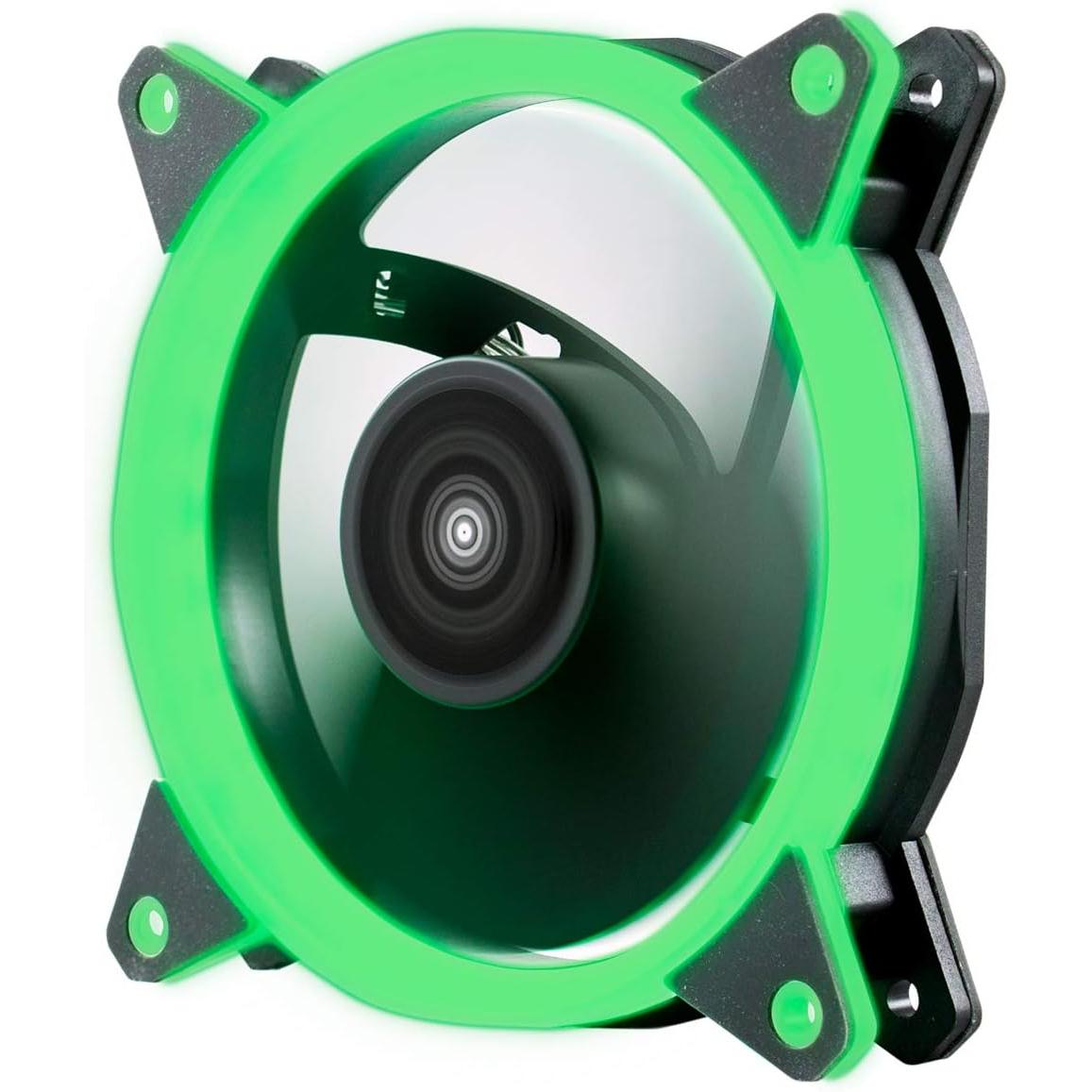 UNYKAch Ventilador Ordenador CANDY 20 RING LED Verde, 120 mm, Ultra Silencioso, con Soporte de Goma y 7 Aspas