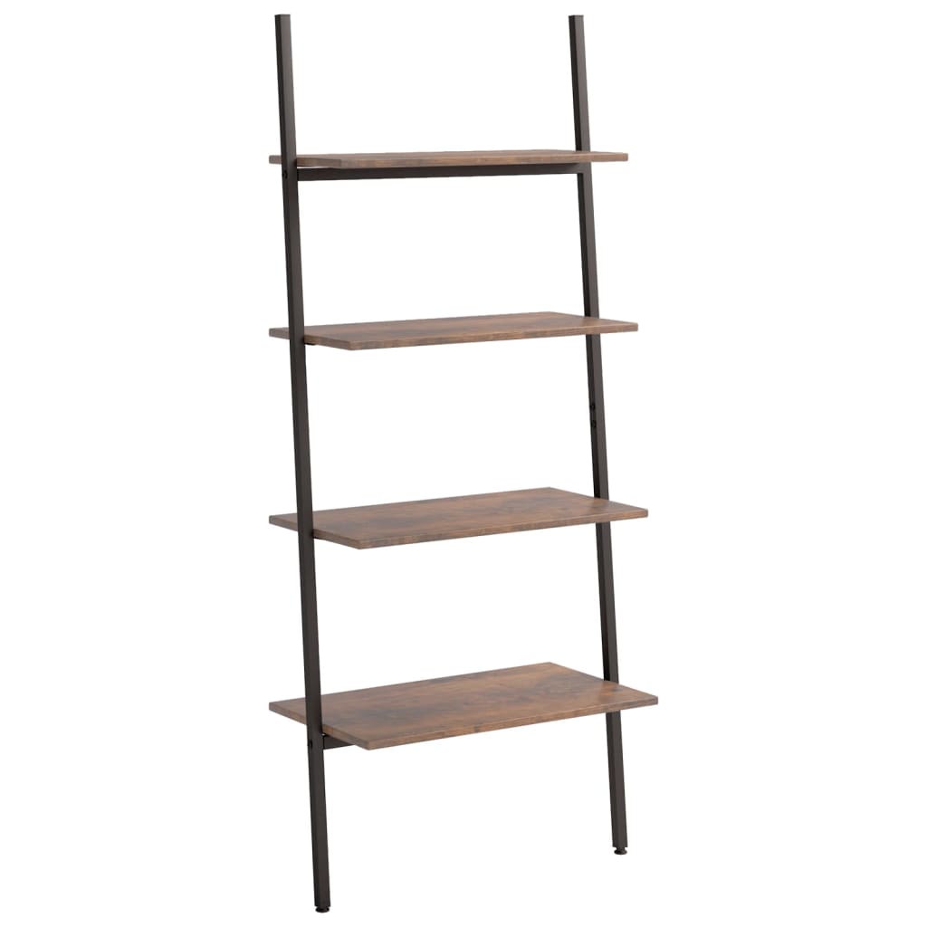 Vidaxl Estantería Inclinada de 4 Baldas 64x34x150,5 Cm - Marrón Claro, Marrón Oscuro, Negro - Mueble de Almacenamiento para Oficina, Estudio, Sala de Estar, Dormitorio