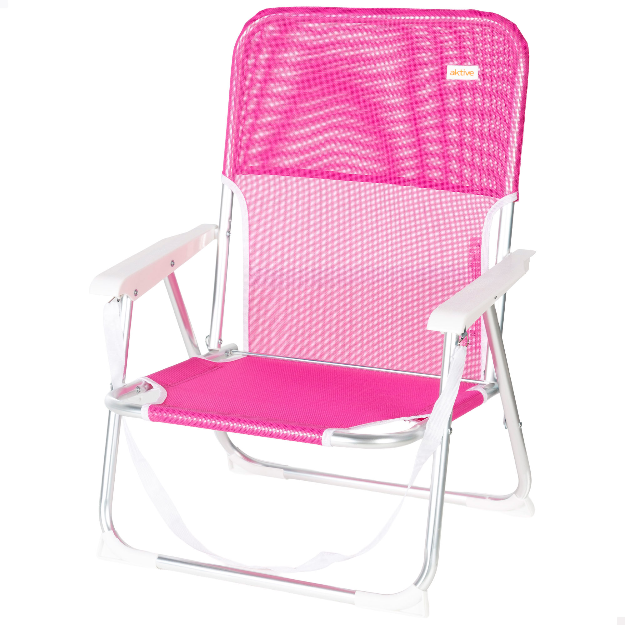 Aktive - Silla de playa plegable, posición fija, topes antivuelco, estructura aluminio, tejido textileno, asa transporte de hombro, sillas plegables, silla plegable camping, jardín