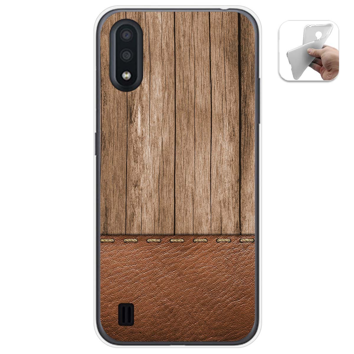 Tumundosmartphone Funda Gel Tpu para Samsung Galaxy A01 diseño Madera 09 Dibujos