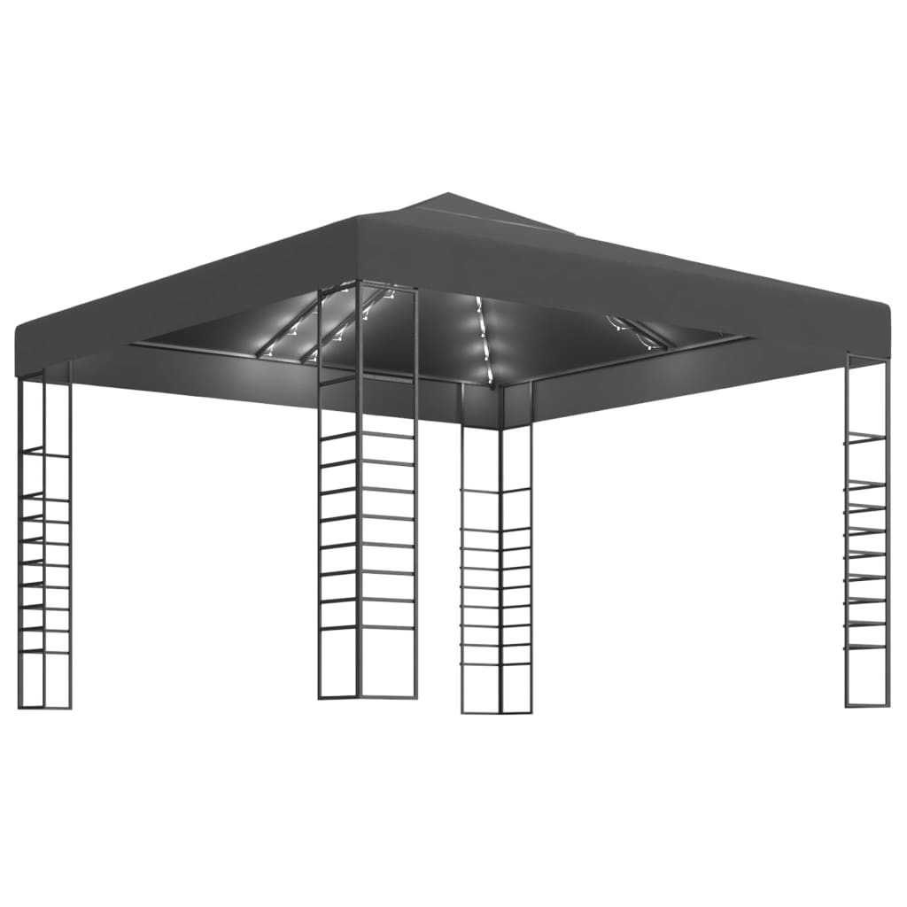 vidaXL Carpa Cenador de Jardín con Tira de Luces 3x3 m Carpa Parasol Color Antracita,  Blanco, y mas