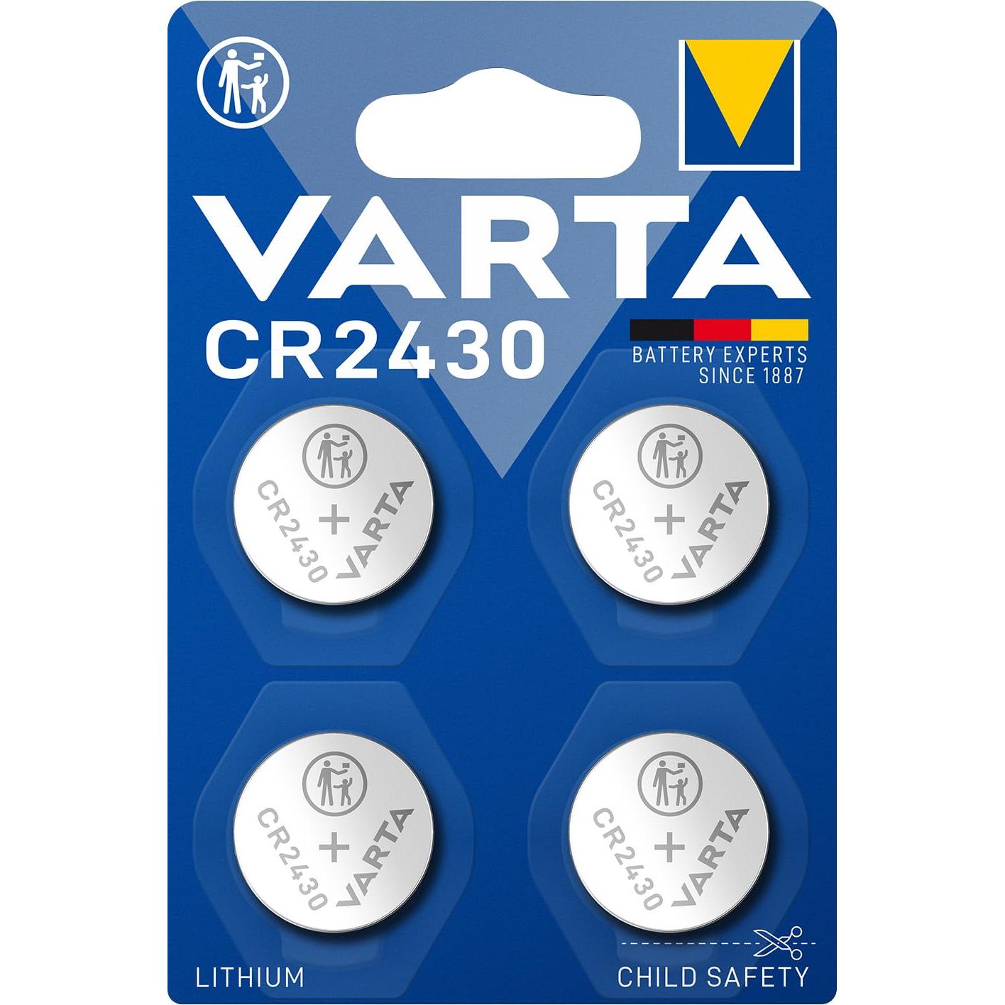 Varta Pila de botón CR2430 de litio, 3 V, 4 unidades