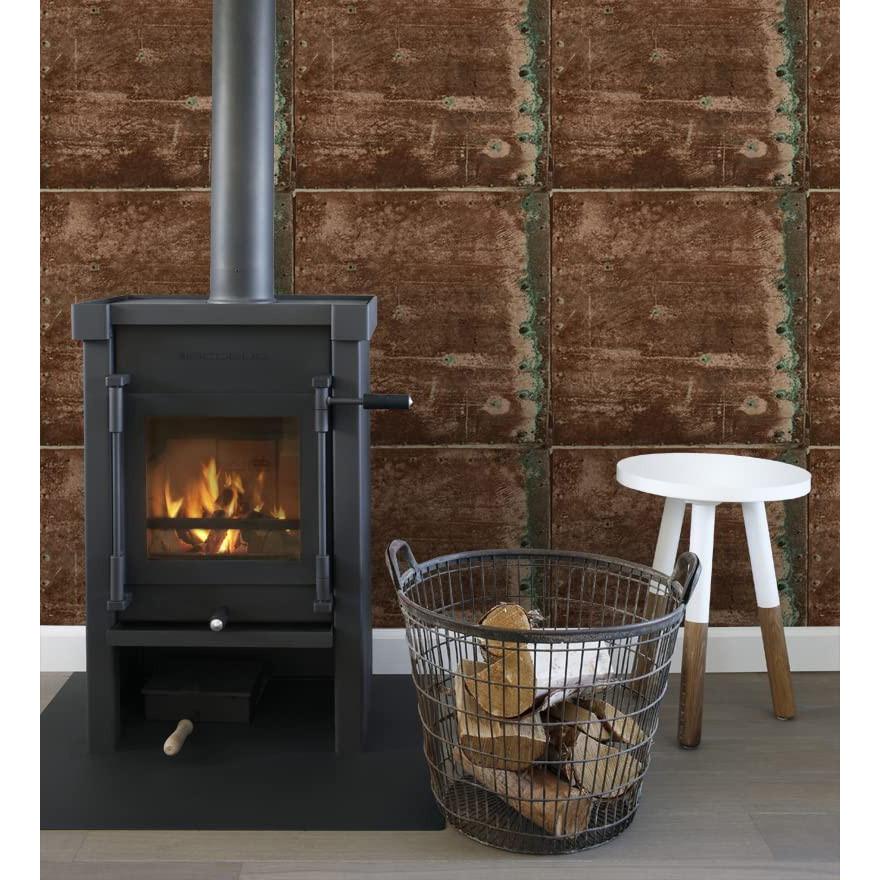 Papel pintado efecto chapa metálica estilo industrial gris - Roano 8363 de GAULAN - Rollo de 10 m x 0,53 m