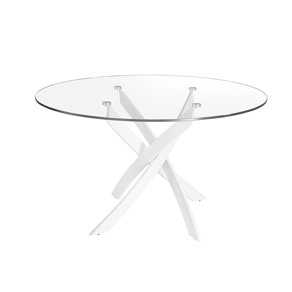ANGEL CERDÁ 1138.01 Mesa comedor redonda cristal , Blanco , Cristal - TTE , Ø140 x 75 cm.
