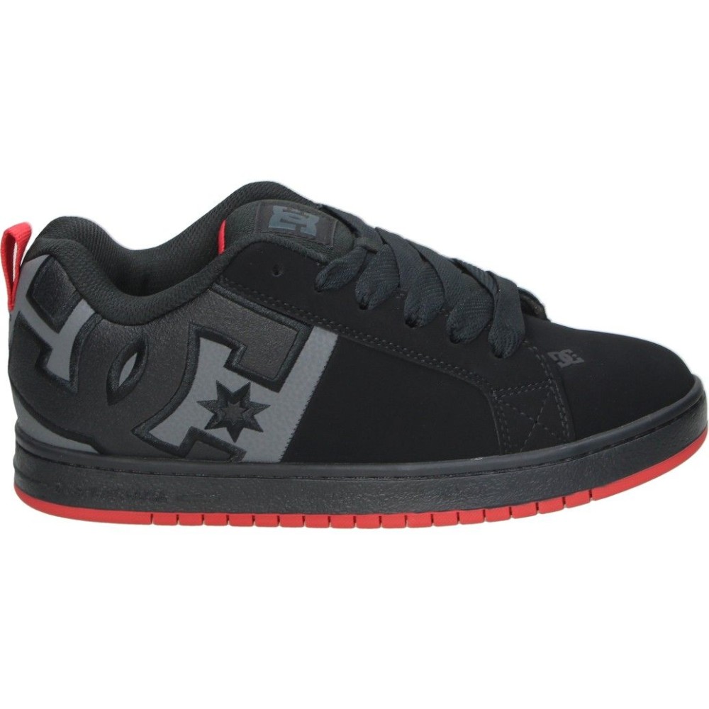 DC SHOES | Zapatilla Ancha DC Shoes Court Graffik SQ para Hombre – Zapatillas Casual en Color Negro con Detalles en Rojo – Sneakers con Cordones – Estilo Urbano – Cómodas y Versátiles – Combinables – Modelo 100442-BYR