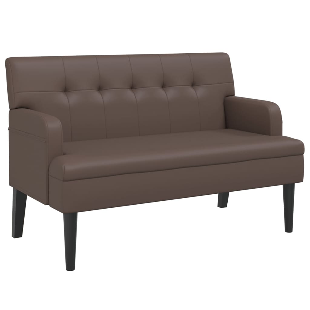vidaXL Banco con respaldo cuero sintético 112x65,5x75 cm en color Marrón/Marrón claro/Blanco y más