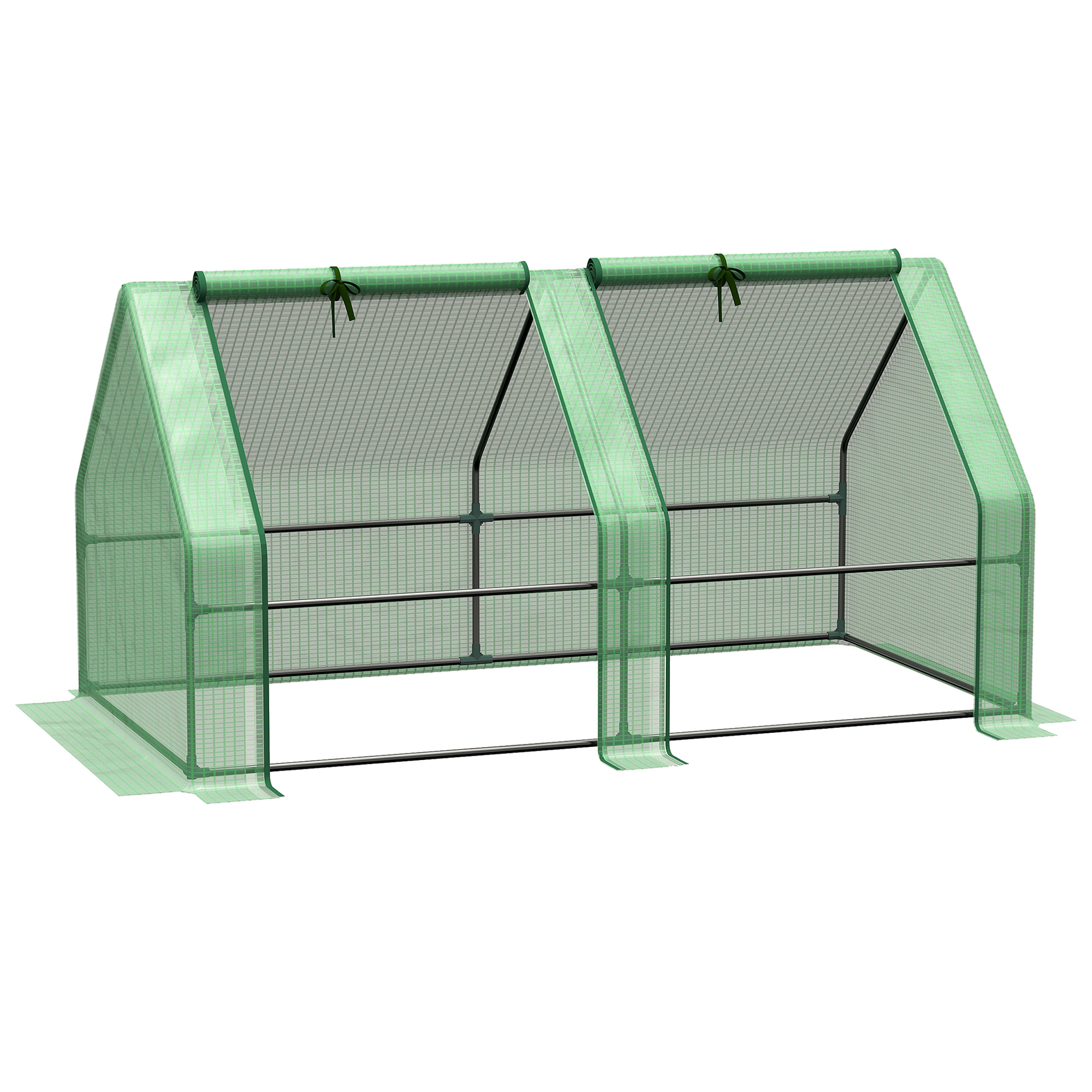 Outsunny Invernadero de Jardín Terraza 180x90x90 cm Caseta Tubo de Acero con 2 Ventanas Enrollables Casa de Vivero Cultivo Verde