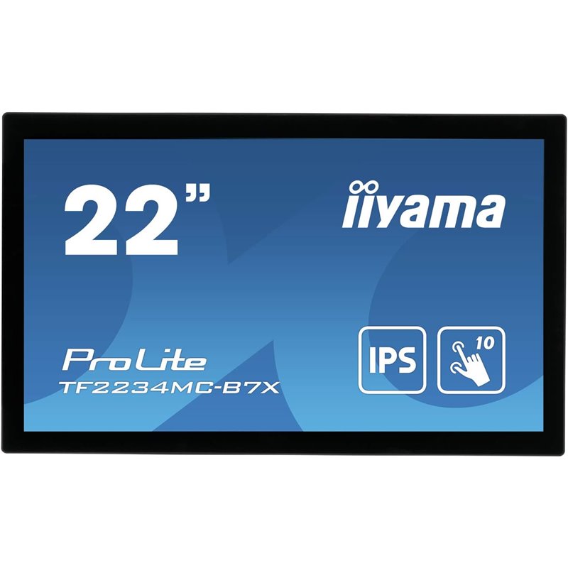 Monitor LED IPS iiyama Prolite TF2234MC-B7X de 55 cm (21.5"), FHD, marco abierto, multitáctil capacitivo de 10 puntos