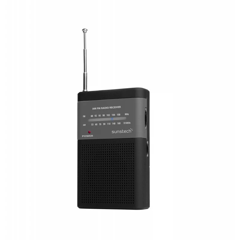 Radio Analógico con Altavoz Portátil Sunstech RPS42BK  | AM, FM, a DC 3V (2 x 1.5V AA / LR06; no incluidas), Negro