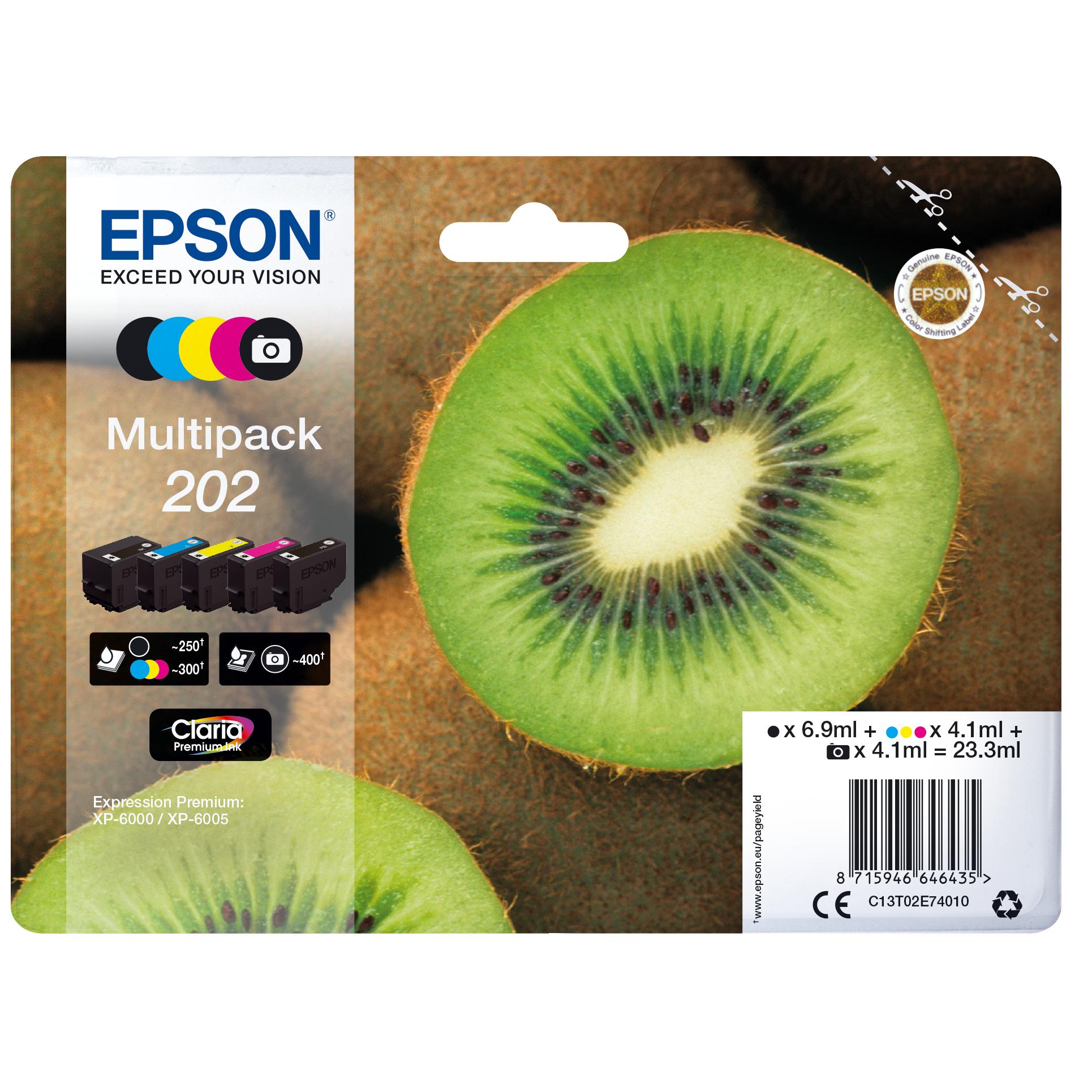Epson Multipack 202 Negro, Cian, Magenta, Foto negro, Amarillo C13T02E74020