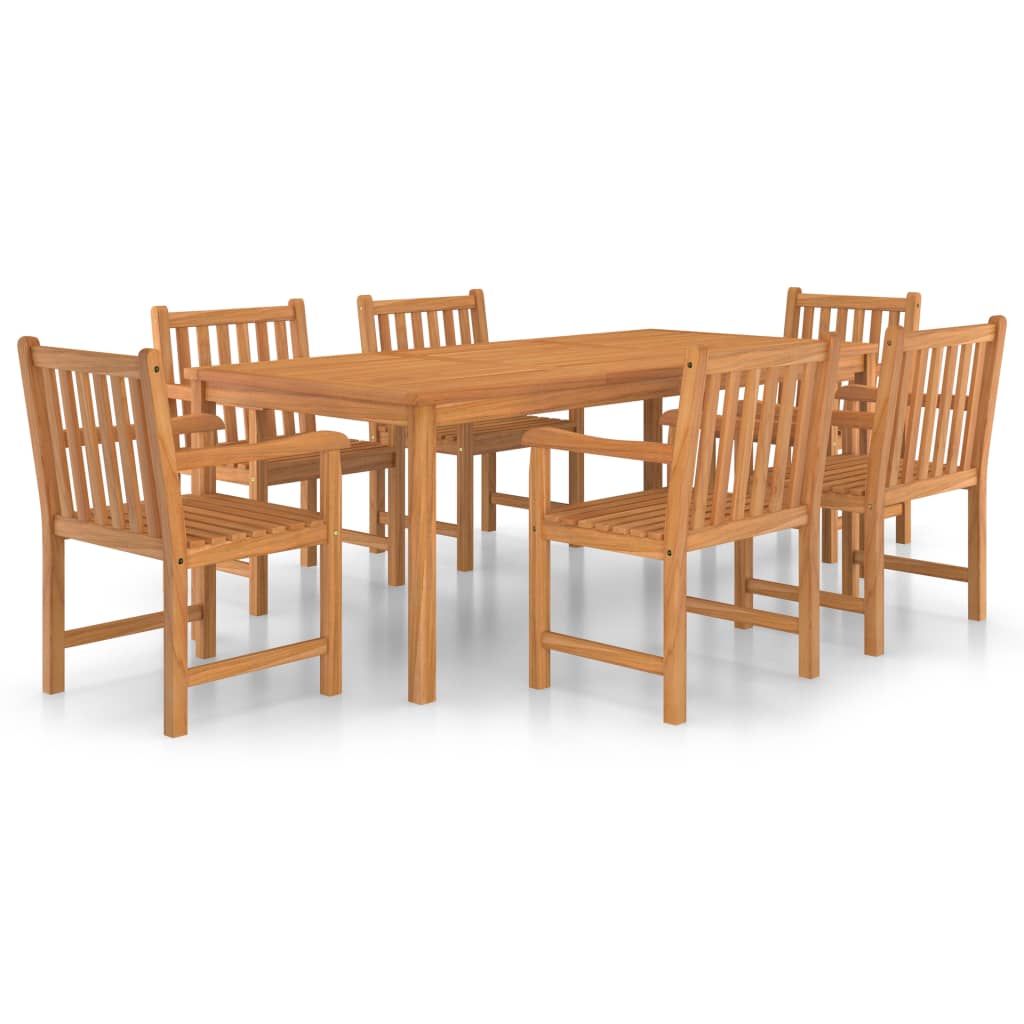 vidaXL Conjunto de comedor de jardín de 7 piezas, 200 x 100 cm, madera maciza de teca