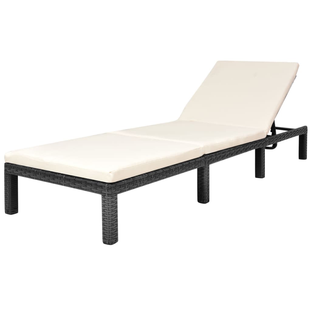 Vidaxl Tumbona con Cojín de Ratán Sintético Marrón y Negro