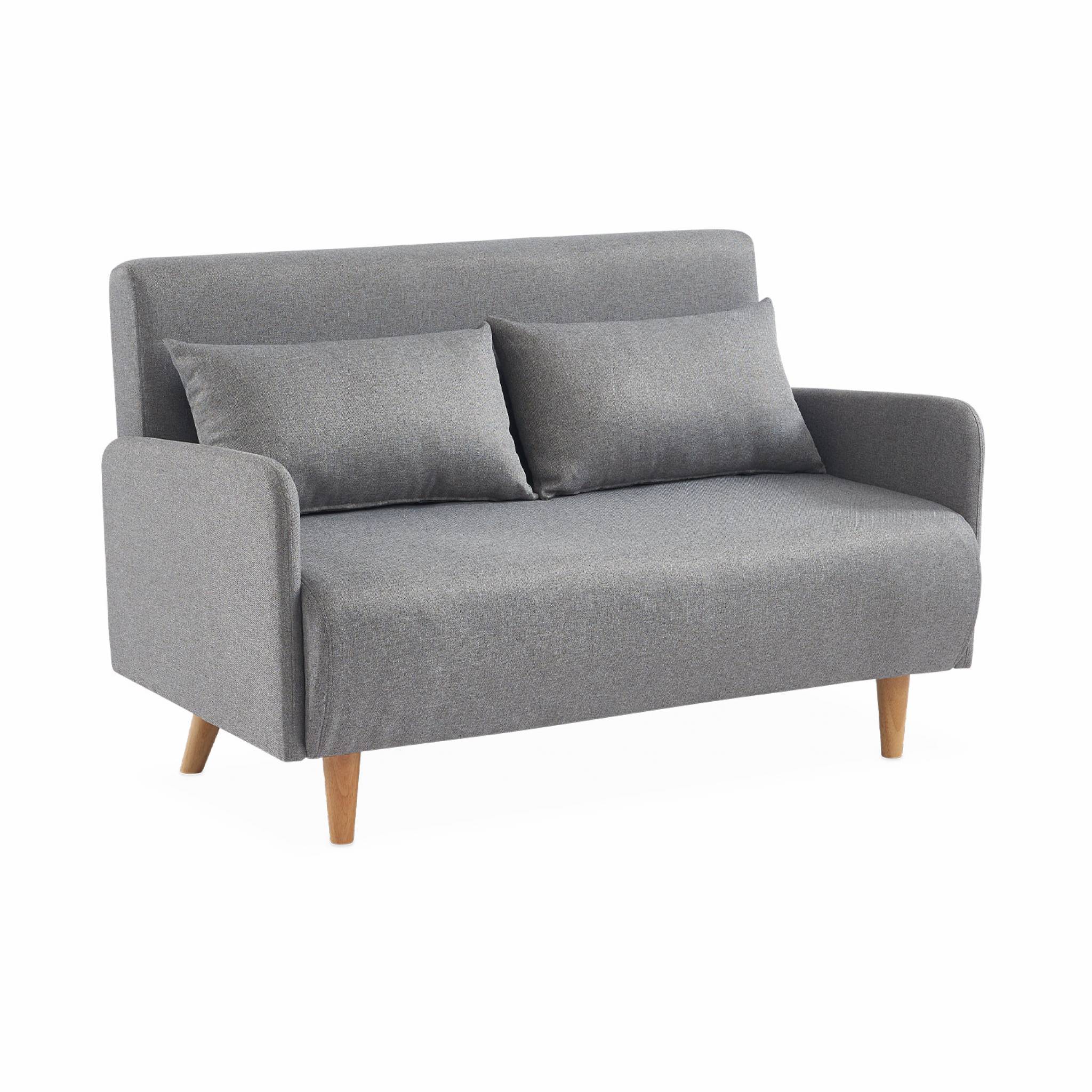Sofá cama con patas de madera de 2 plazas