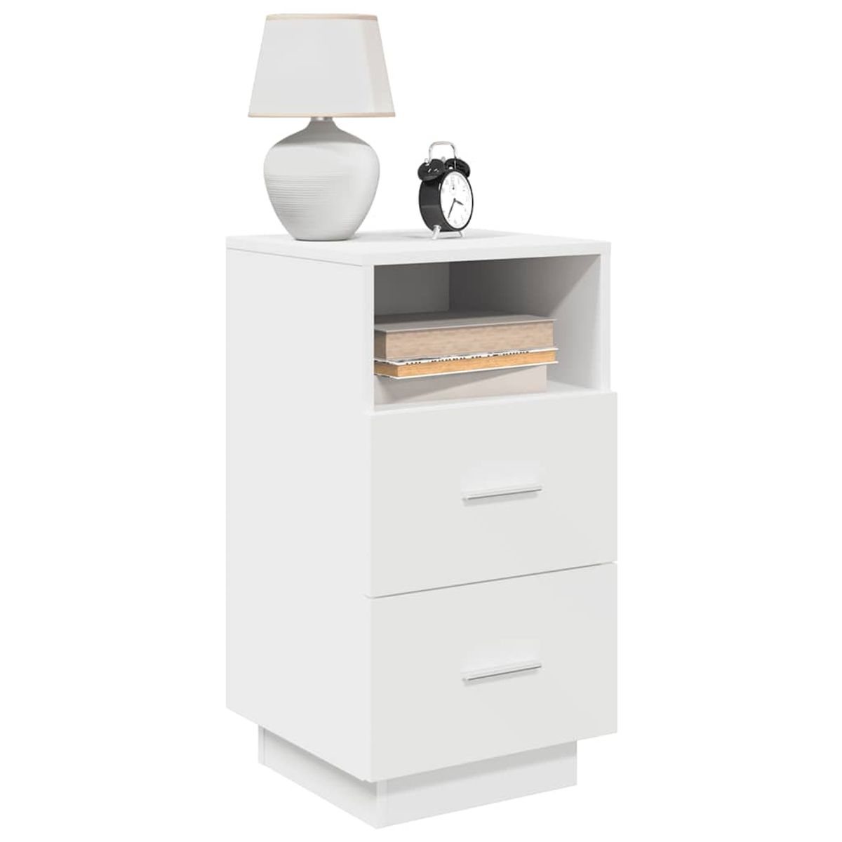 Pack de 2 mesitas de noche Infinity 2 cajones + compartimento blanco 68x36x36 cm