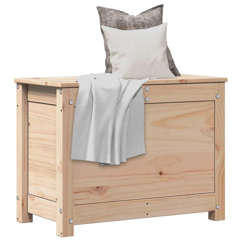 vidaXL Caja de almacenaje madera maciza pino 60x32x45,5 cm en color Marrón miel/Blanco/Gris y más
