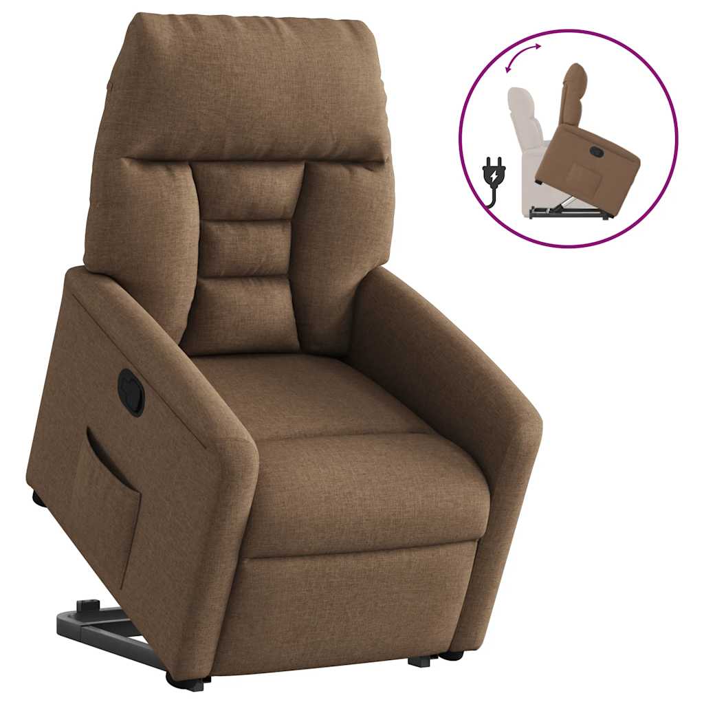 vidaXL Sillón reclinable elevable de tela marrón
