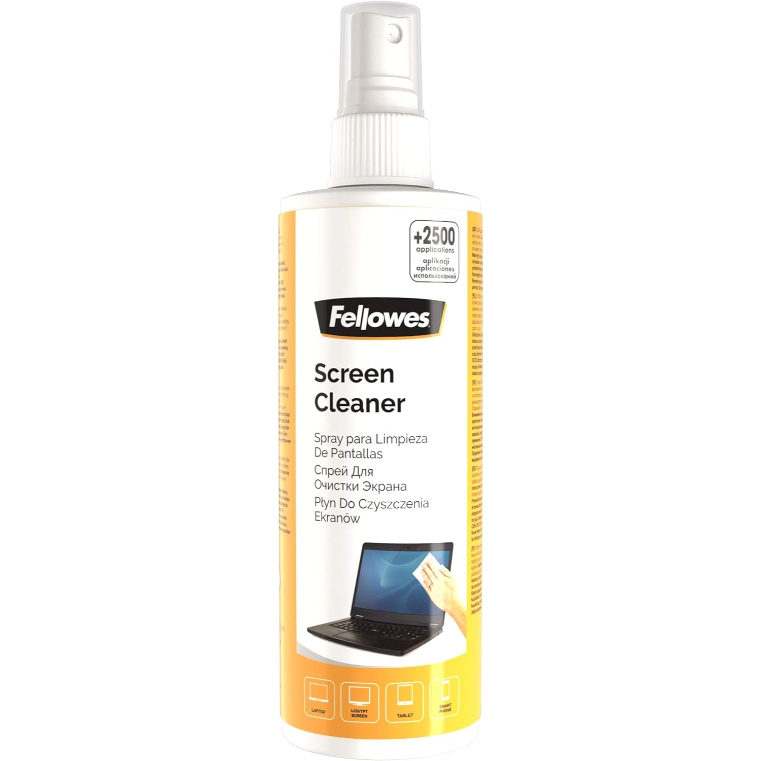 Fellowes Spray Limpieza De Pantallas, Blanco, Único, Kit de Limpieza, Elimina Suciedad y Polvo en Tablets, iPad, Smartphones, Pantallas de Monitores o Portátiles y Superficies de Cristal de Fotocopiadoras y Escáner -