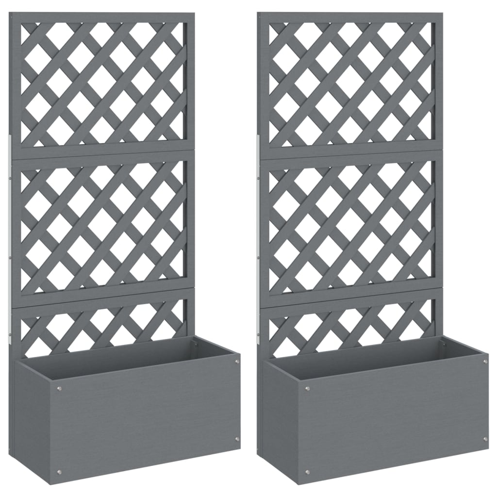 vidaXL Jardineras con enrejado WPC gris 65x33x135 cm (2 unidades)