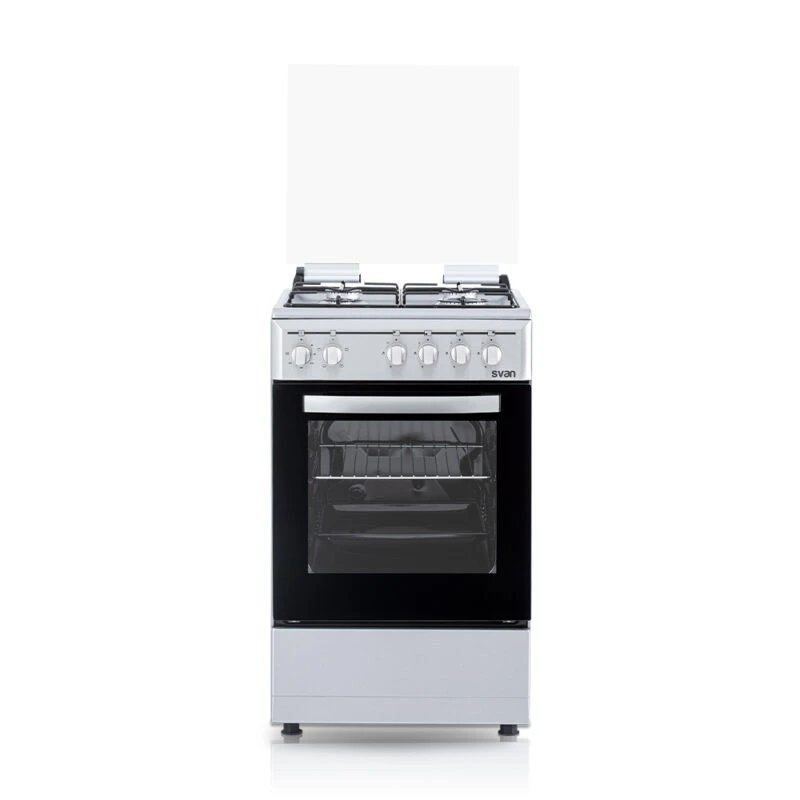 Svan - Cocina mixta SKM4501X de 50 cm con 4 quemadores a gas natural y horno eléctrico de 48 L, acabado en acero inoxidable, ideal para cocinas domésticas exigentes