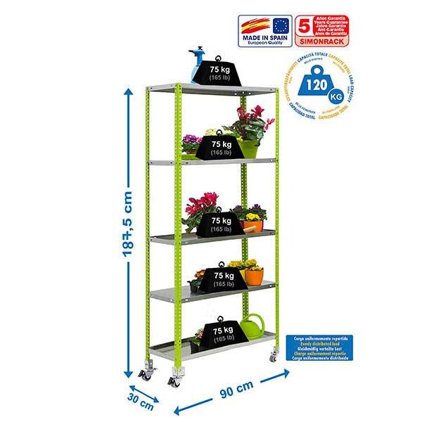 Estantería SIMONRACK Simongarden comfort mob. 5/300 verde/galva