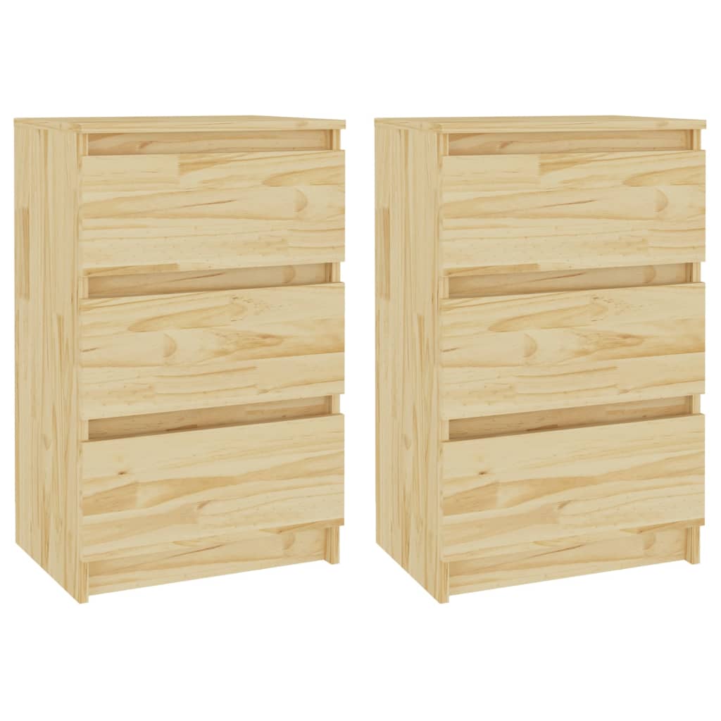 Vidaxl Mesitas de Noche 2 Unidades Madera Maciza Pino 40x29,5x64 Cm Natural, Blanco, Gris y Más - Mesita Habitación para Salón, Estudio